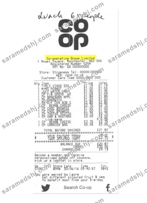 CO-OPERATIVE GROUP LIMITED payment check